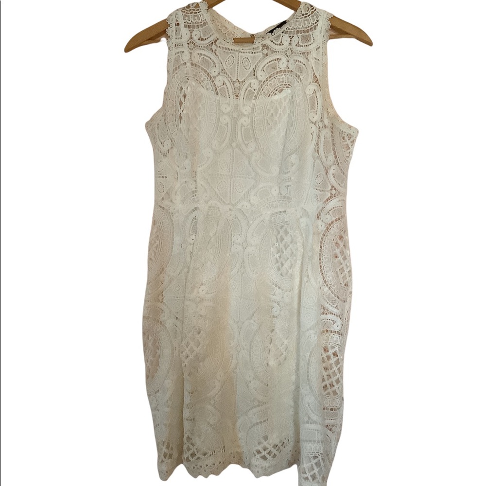 LOVEPOSH lace overlay sleeveless zip up high neck tank dress L
